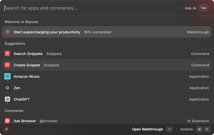 mac recommented apps raycast