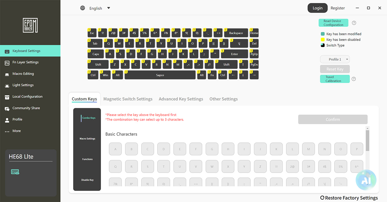 Epomaker Driver「Keyboard Setting」