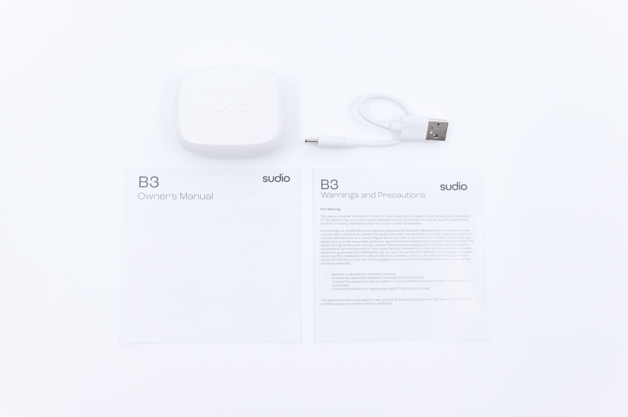 Sudio B3 レビュー/北欧デザインでスタイリッシュなイヤーカフ型ワイヤレスイヤホン。軽い付け心地でながら聴きに最適 6 パッケージ内容